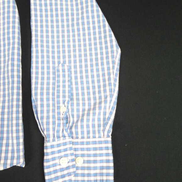 NAUTICA BLUE CHECKERS PLAID BUTTON UP MENS SLIM FIT MEDIUM SHIRT L191 - Picture 2 of 7
